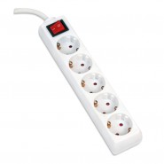 разклонител 5 гнезда 5м кабел и ключ бял